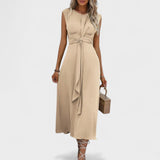 Emilia - Vestido maxi elegante sem mangas e gola redonda