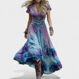 Celeste - Vestido floral ajustado e fluido