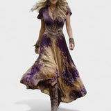 Celeste - Vestido floral ajustado e fluido