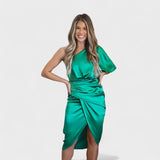 Cátia - Vestido com Brilho em Cetim