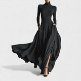 Judite | Vestido longo preto elegante