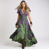 Celeste - Vestido floral ajustado e fluido