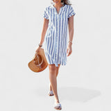 Martina - Vestido de camisa às riscas elegante