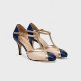 Alicia – Salto Alto com tira em T em dois tons