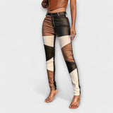 Amélia - Calças de tubo com padrão de blocos de cores