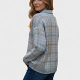 Tara – Blusa quadriculada com detalhes em cor de areia