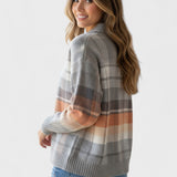 Elena – Blusa de malha quadriculada em tons suaves