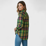 Elina – Blusa quadriculada em tons vibrantes de verde