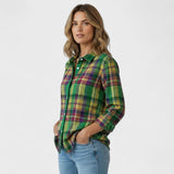 Elina – Blusa quadriculada em tons vibrantes de verde