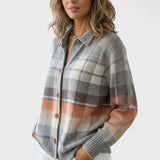 Elena – Blusa de malha quadriculada em tons suaves