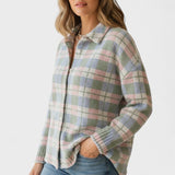 Lena – Blusa de malha xadrez em frescas tonalidades pastel